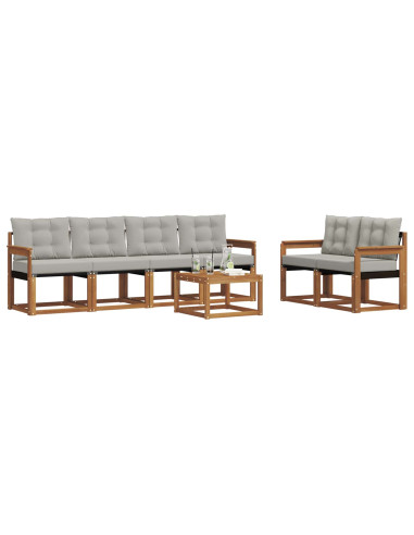 Set di divani con cuscino 7 pcs Grigio Naturale e Chiaro