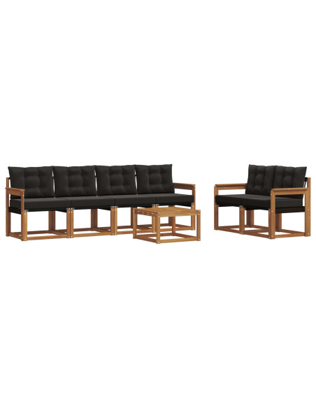 Set di divani con cuscino 7 pcs Naturale e Nero