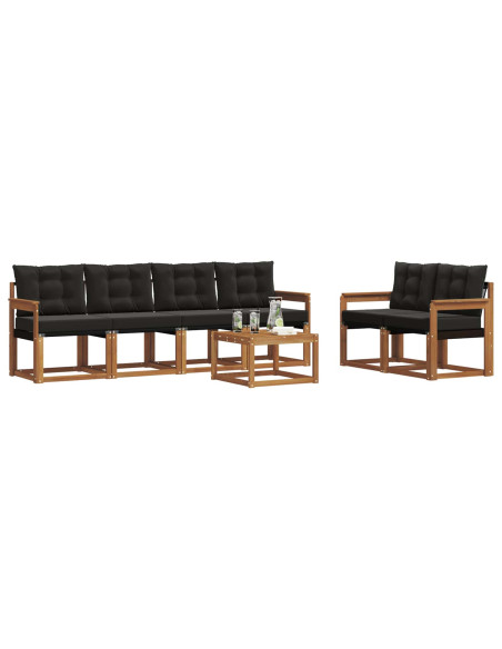 Set di divani con cuscino 7 pcs Naturale e Nero