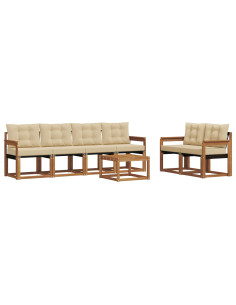 Set di divani con cuscino 7 pcs Naturale e Beige 2