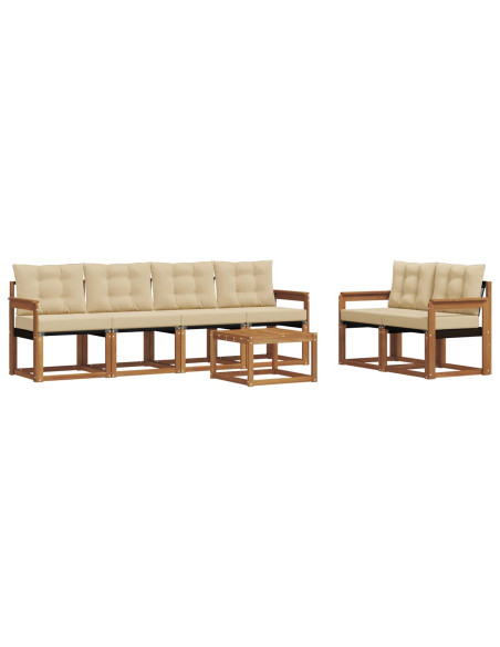 Set di divani con cuscino 7 pcs Naturale e Beige