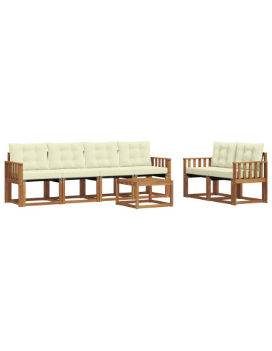 Set di divani con cuscino 7 pcs Naturale e Crema