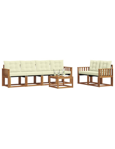 Set di divani con cuscino 7 pcs Naturale e Crema