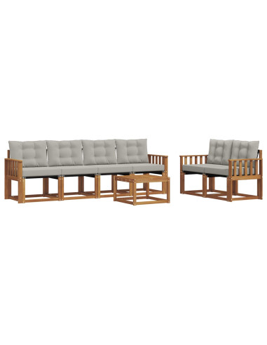 Set di divani con cuscino 7 pcs Grigio Naturale e Chiaro