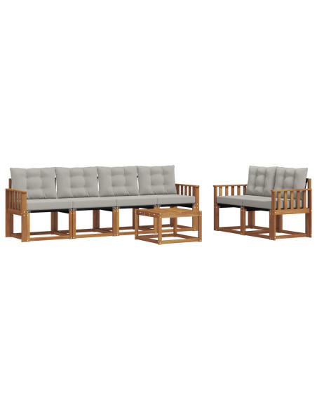 Set di divani con cuscino 7 pcs Grigio Naturale e Chiaro