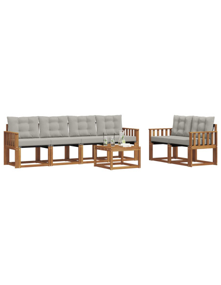 Set di divani con cuscino 7 pcs Grigio Naturale e Chiaro