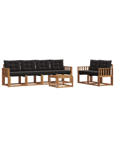 Set di divani con cuscino 7 pcs Naturale e Nero 2