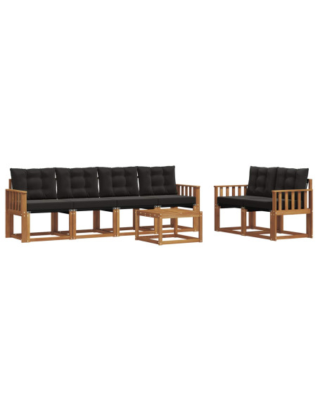Set di divani con cuscino 7 pcs Naturale e Nero