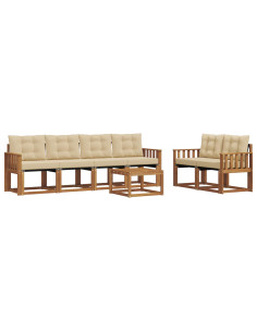 Set di divani con cuscino 7 pcs Naturale e Beige 2