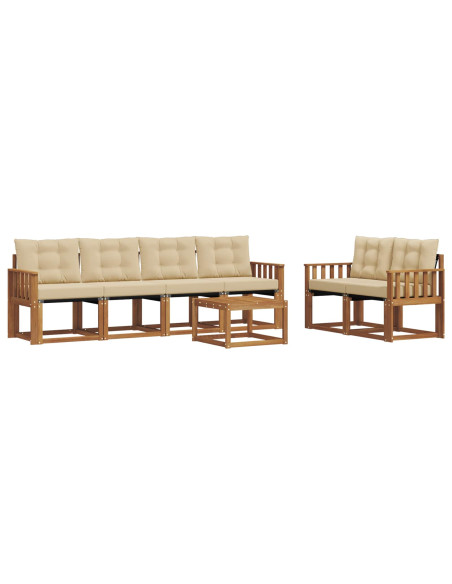 Set di divani con cuscino 7 pcs Naturale e Beige