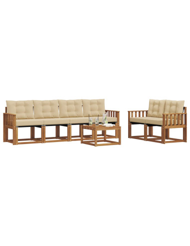 Set di divani con cuscino 7 pcs Naturale e Beige