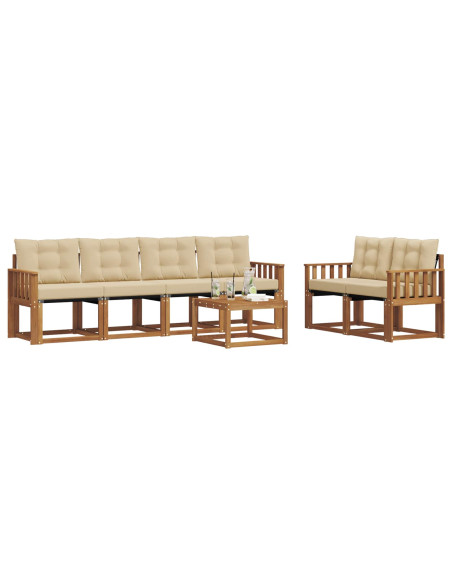 Set di divani con cuscino 7 pcs Naturale e Beige