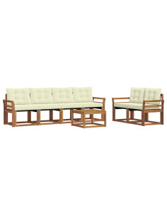 Set di divani con cuscino 7 pcs Naturale e Crema 2