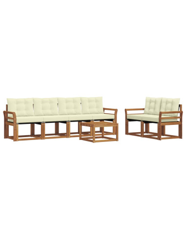 Set di divani con cuscino 7 pcs Naturale e Crema