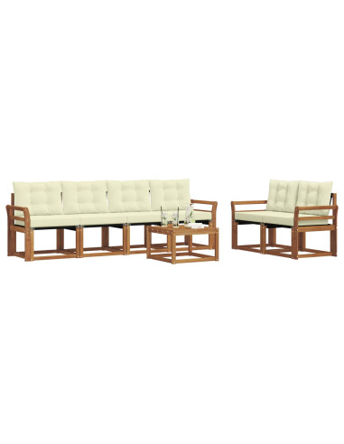 Set di divani con cuscino 7 pcs Naturale e Crema