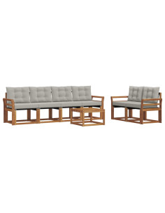 Set di divani con cuscino 7 pcs Grigio Naturale e Chiaro 2