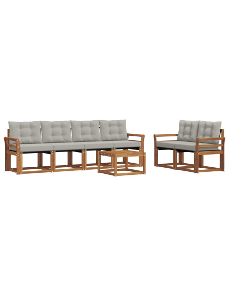 Set di divani con cuscino 7 pcs Grigio Naturale e Chiaro