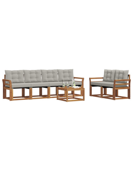 Set di divani con cuscino 7 pcs Grigio Naturale e Chiaro