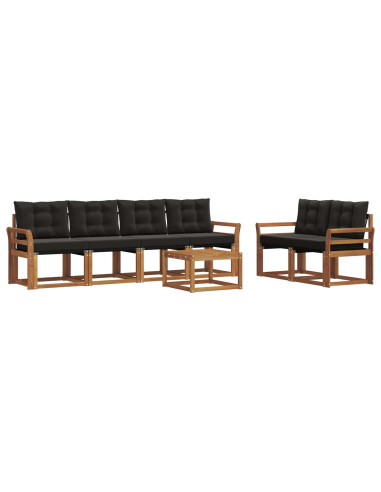 Set di divani con cuscino 7 pcs Naturale e Nero