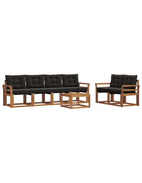 Set di divani con cuscino 7 pcs Naturale e Nero