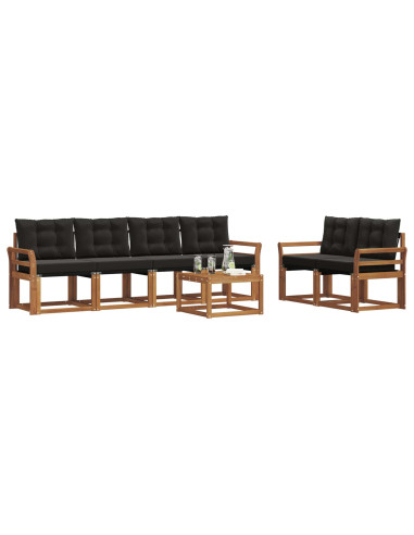 Set di divani con cuscino 7 pcs Naturale e Nero