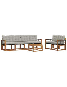 Set di divani con cuscino 7 pcs Grigio Naturale e Chiaro 2