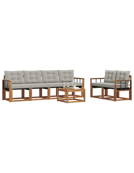 Set di divani con cuscino 7 pcs Grigio Naturale e Chiaro