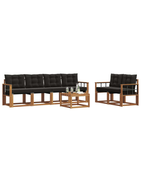 Set di divani con cuscino 7 pcs Naturale e Nero