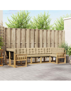 Set di divani da esterno con cuscino 7 pcs Bianco e Beige