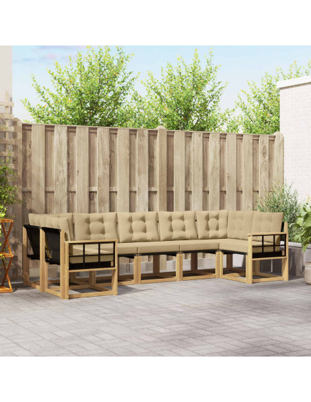 Set di divani da esterno con cuscino 7 pcs Bianco e Beige