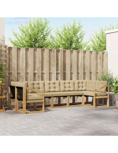 Set di divani da esterno con cuscino 7 pcs Bianco e Beige