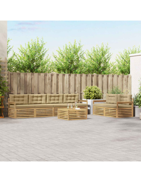Set di divani da esterno 7 pcs Bianco e Beige Poliestere