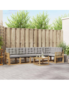Set di divani da esterno 7 pcs Bianco e Grigio Chiaro