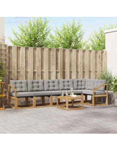 Set di divani da esterno 7 pcs Bianco e Grigio Chiaro