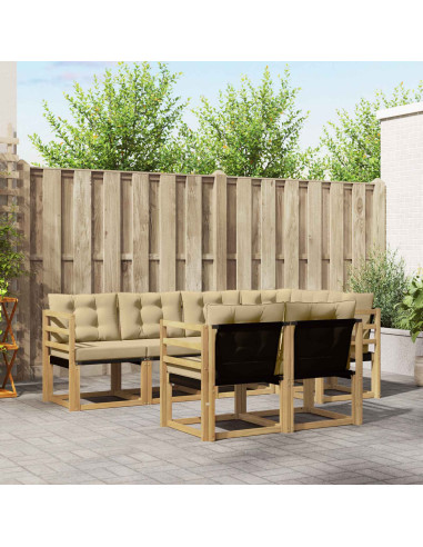 Set di divani da esterno con cuscino 7 pcs Bianco e Beige