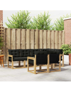 Set di divani da esterno con cuscino 7 pcs Bianco e Nero