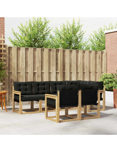 Set di divani da esterno con cuscino 7 pcs Bianco e Nero