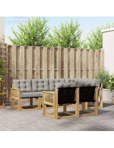 Set di divani da esterno 7 pcs Bianco e Grigio Chiaro