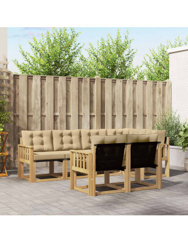 Set di divani da esterno con cuscino 7 pcs Bianco e Beige