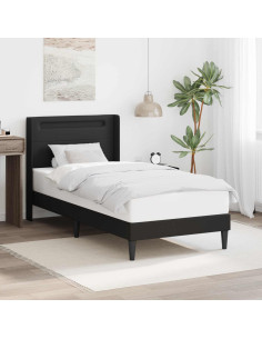 Struttura del letto con strisce LED Nero 90 x 190 cm Similpelle