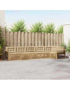 Set di divani da esterno 6 pcs Bianco e Beige Poliestere