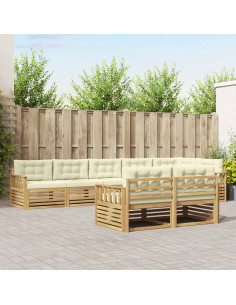 Set di divani da esterno 8 pcs Bianco e Crema Poliestere