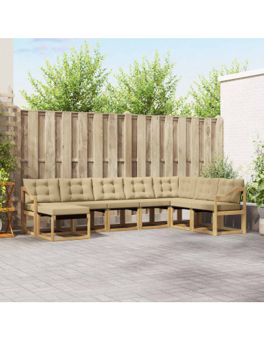 Set di divani da esterno con cuscino 8 pcs Bianco e Beige