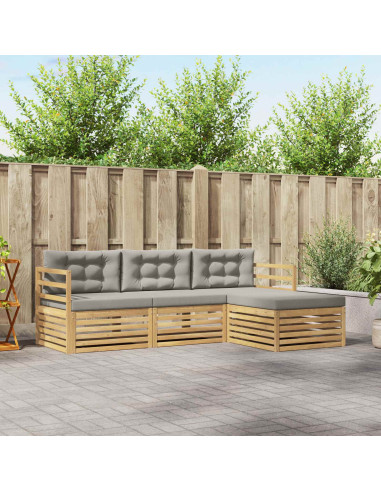Set di divani da esterno 4 pcs Bianco e Grigio Chiaro
