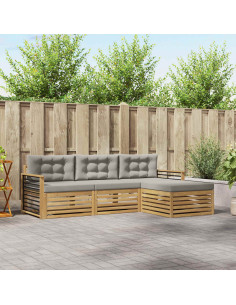 Set di divani da esterno 4 pcs Bianco e Grigio Chiaro