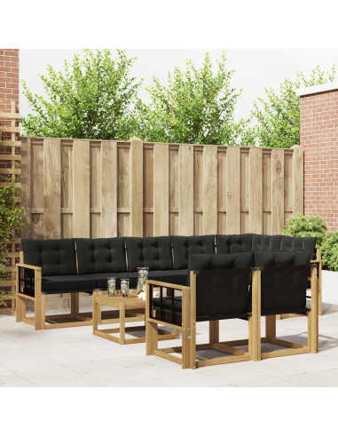 Set di divani da esterno con cuscino 9 pcs Bianco e Nero