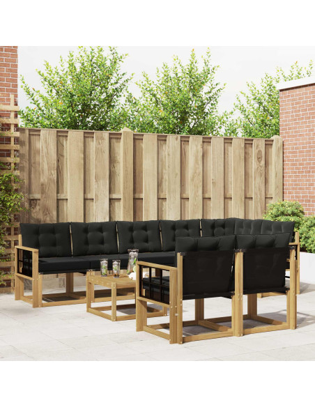 Set di divani da esterno con cuscino 9 pcs Bianco e Nero