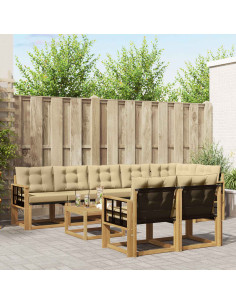 Set di divani da esterno con cuscino 9 pcs Bianco e Beige