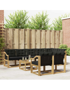 Set di divani da esterno con cuscino 9 pcs Bianco e Nero