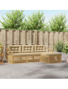 Set di divani da esterno 4 pcs Bianco e Beige Poliestere